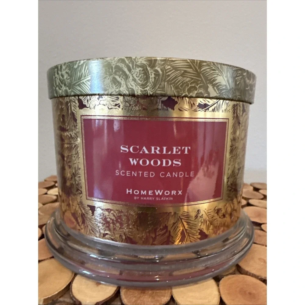 Scarlet‎ Woods HomeWorx Harry Slatkin Scented Candle 14oz 3-Wick 20-40 Hours